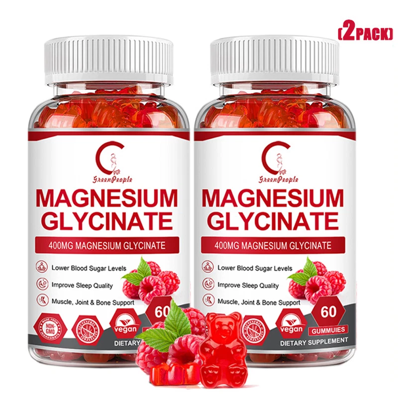 2Packs Magnesium Glycinate Gummies Bone,Heart Nervous System Health Supplement