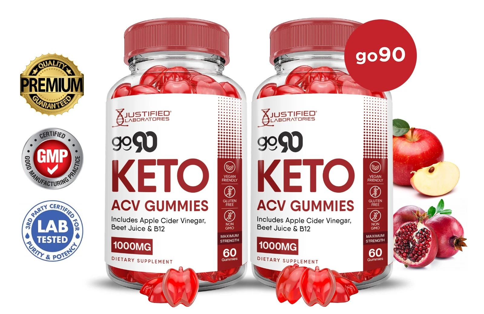 Go 90 Keto ACV Gummies 1000MG Apple Cider Vinegar 120 Gummys