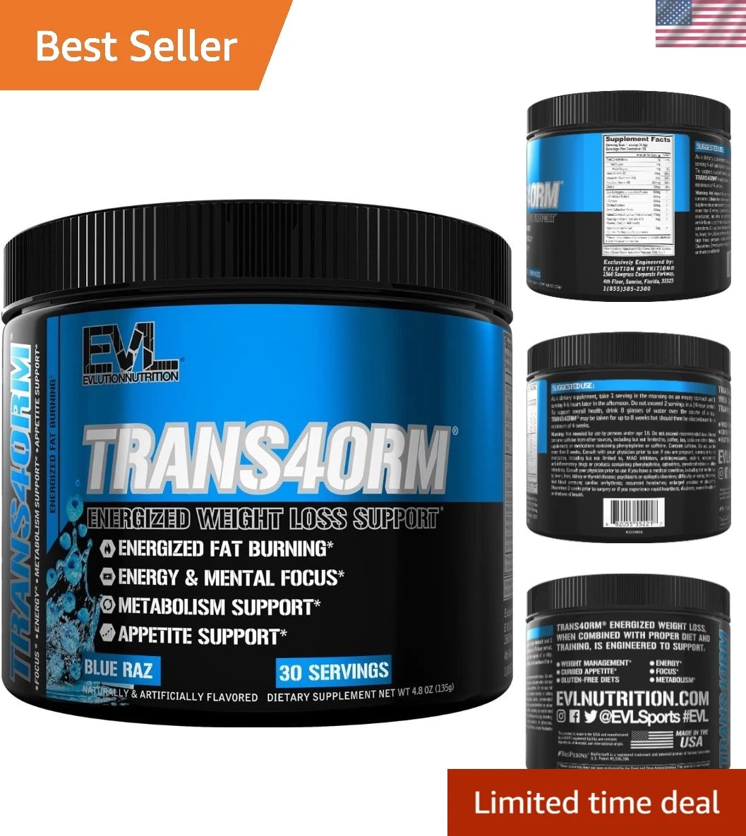 Thermogenic Energy Powder with CLA for Weight Loss & Mental Focus - Blue Raz