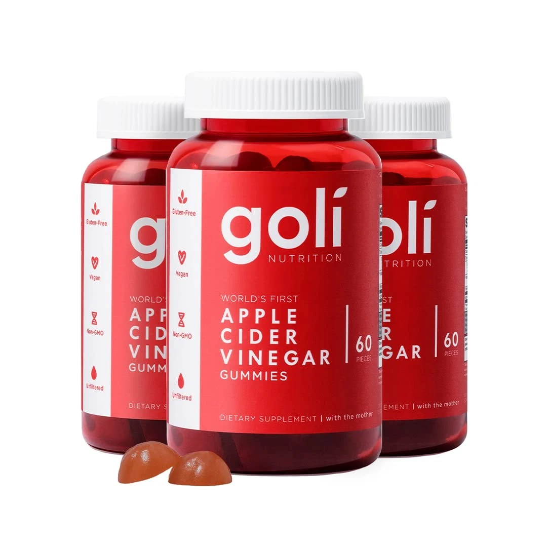 Goli Apple Cider Vinegar Gummy Vitamins - 180 Count - Vitamins B9 & B12, Gelatin