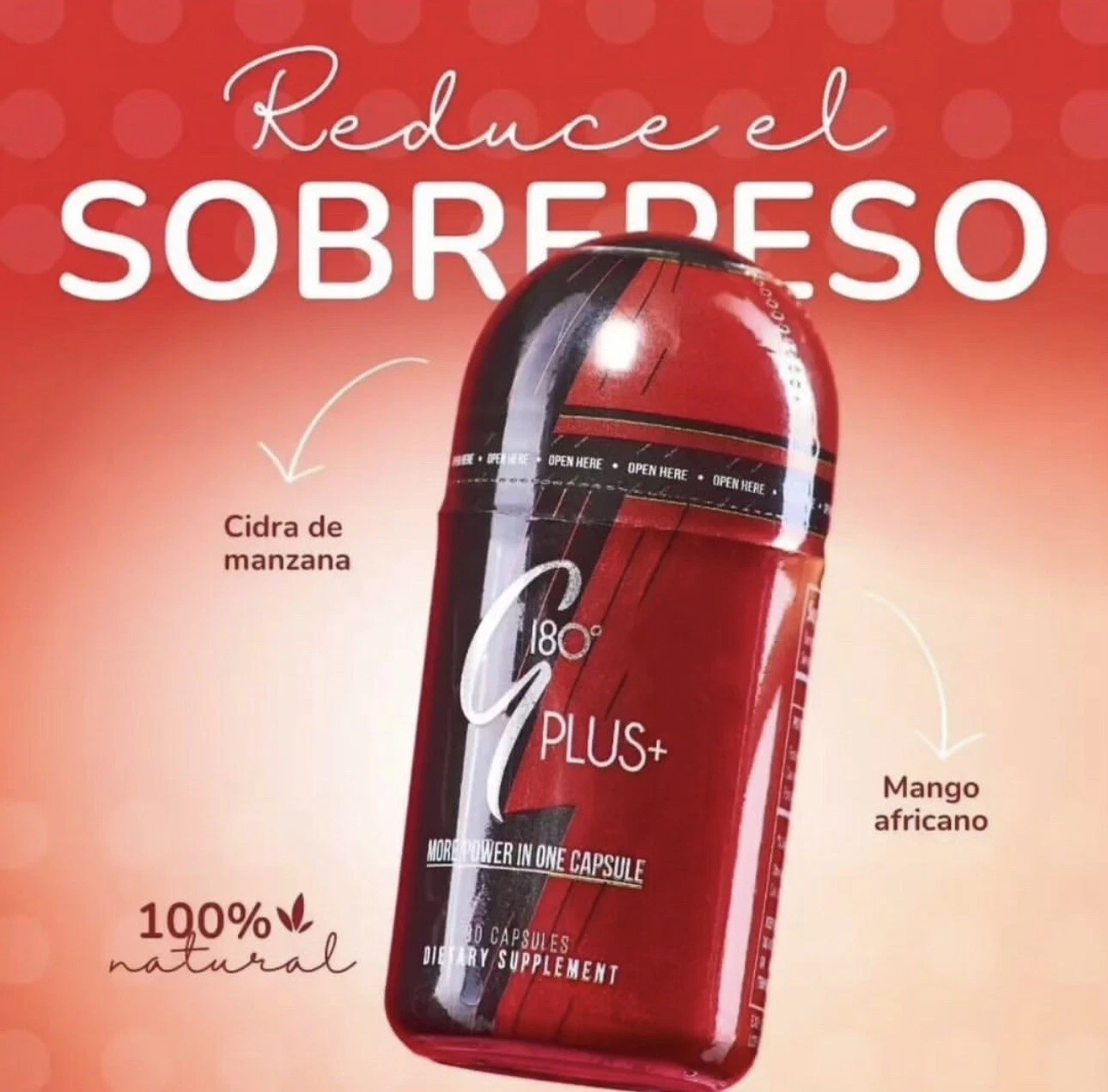 G 180 Plus Thermogenic Fat Burner Dietary Supplement /Adelgazante Quema Grasa