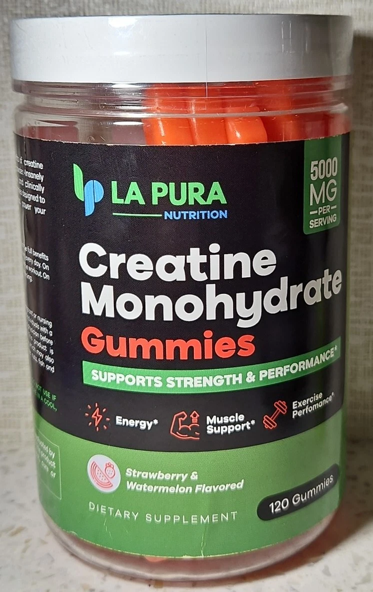LA Pura Nutrition Creatine Monohydrate Gummies 5000mg Strength 120 Ct 11/2025