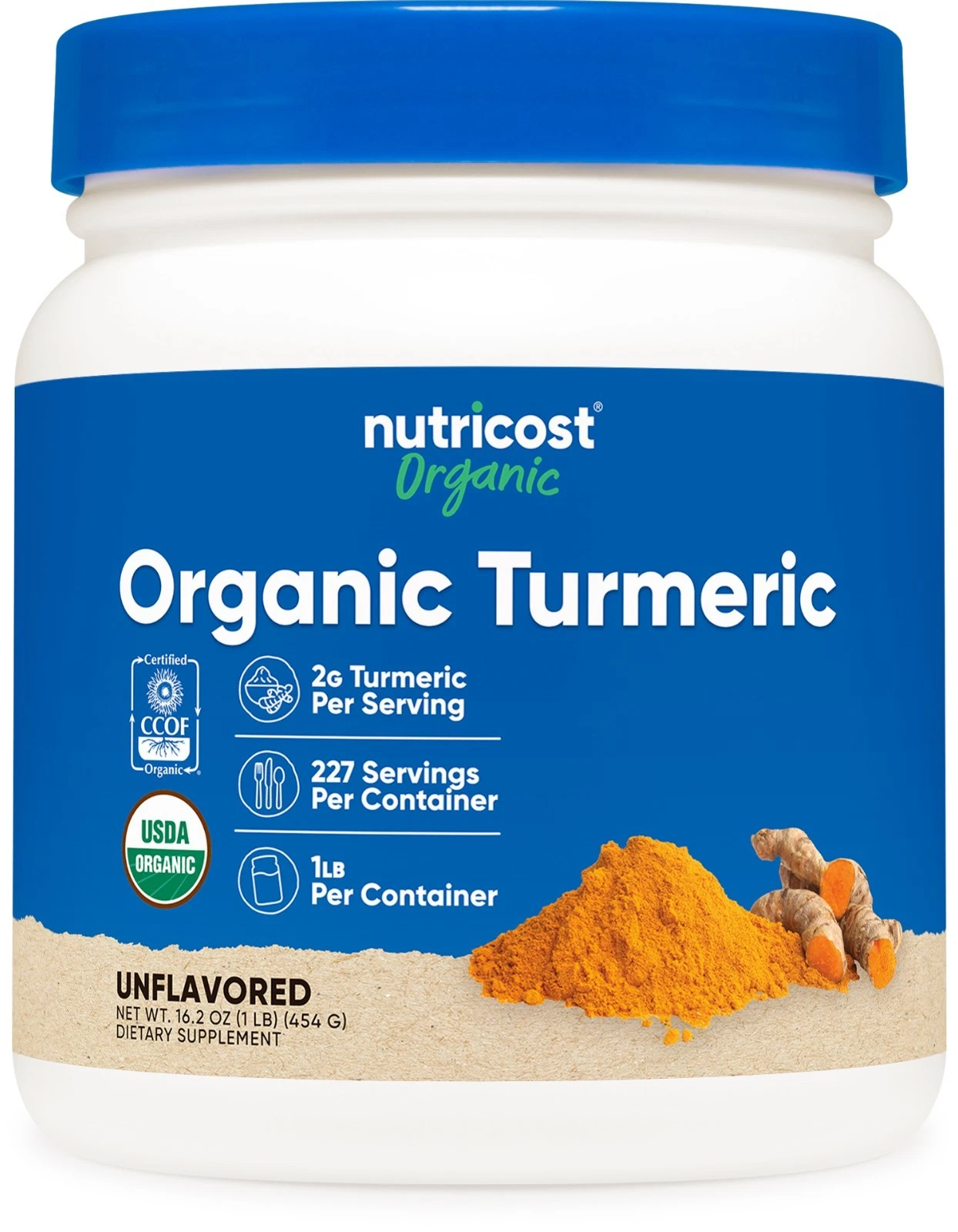 Nutricost Organic Turmeric Powder 1 LB (16oz) - Food Grade, Gluten Free, Non-GMO