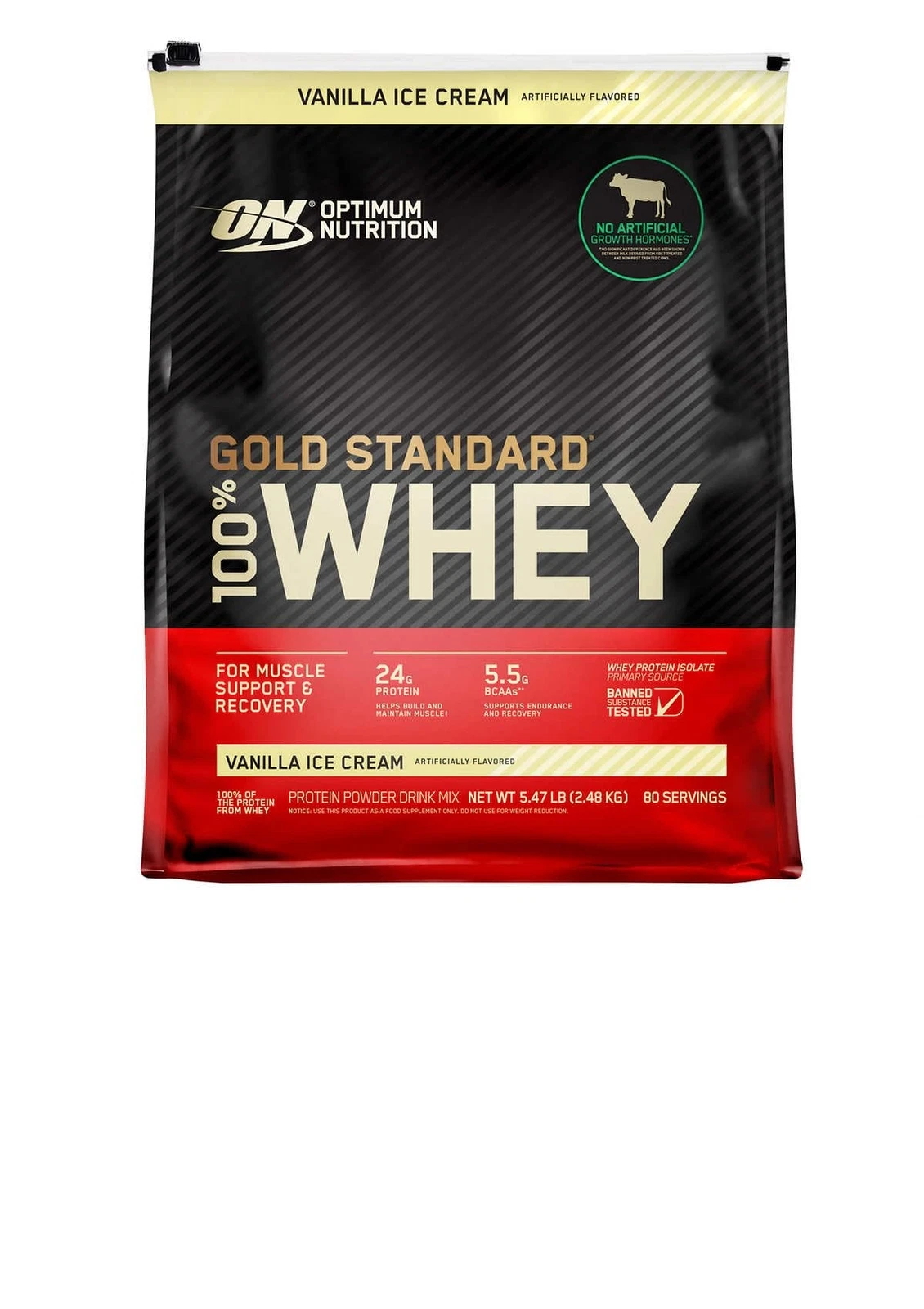 Optimum Nutrition Gold Standard 100% Whey Protein Vanilla Ice Cream, 80 Servings