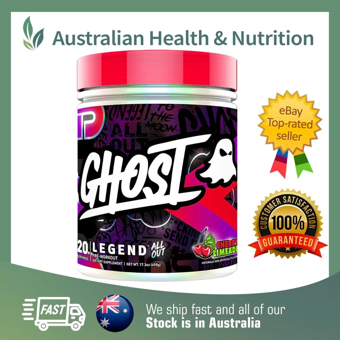 GHOST LEGEND ALL OUT 20 SERVE PRE-WORKOUT + FREE SAME DAY SHIPPING & SHAKER