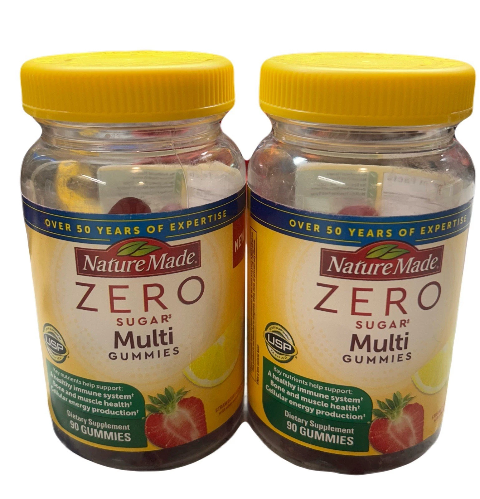 2 Nature Made Zero Sugar Multi Gummies 90ct Strawberry Lemonade Flavor Exp 3/25