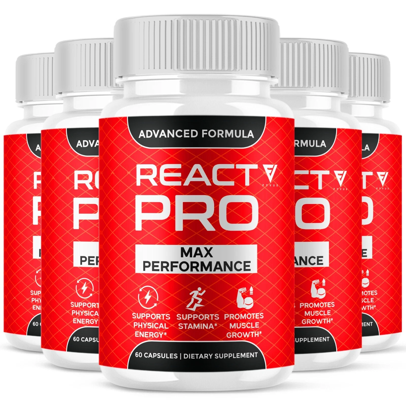 (5 Pack) React Pro Capsules, React Pro Max Performance Supplement (300 Capsules)