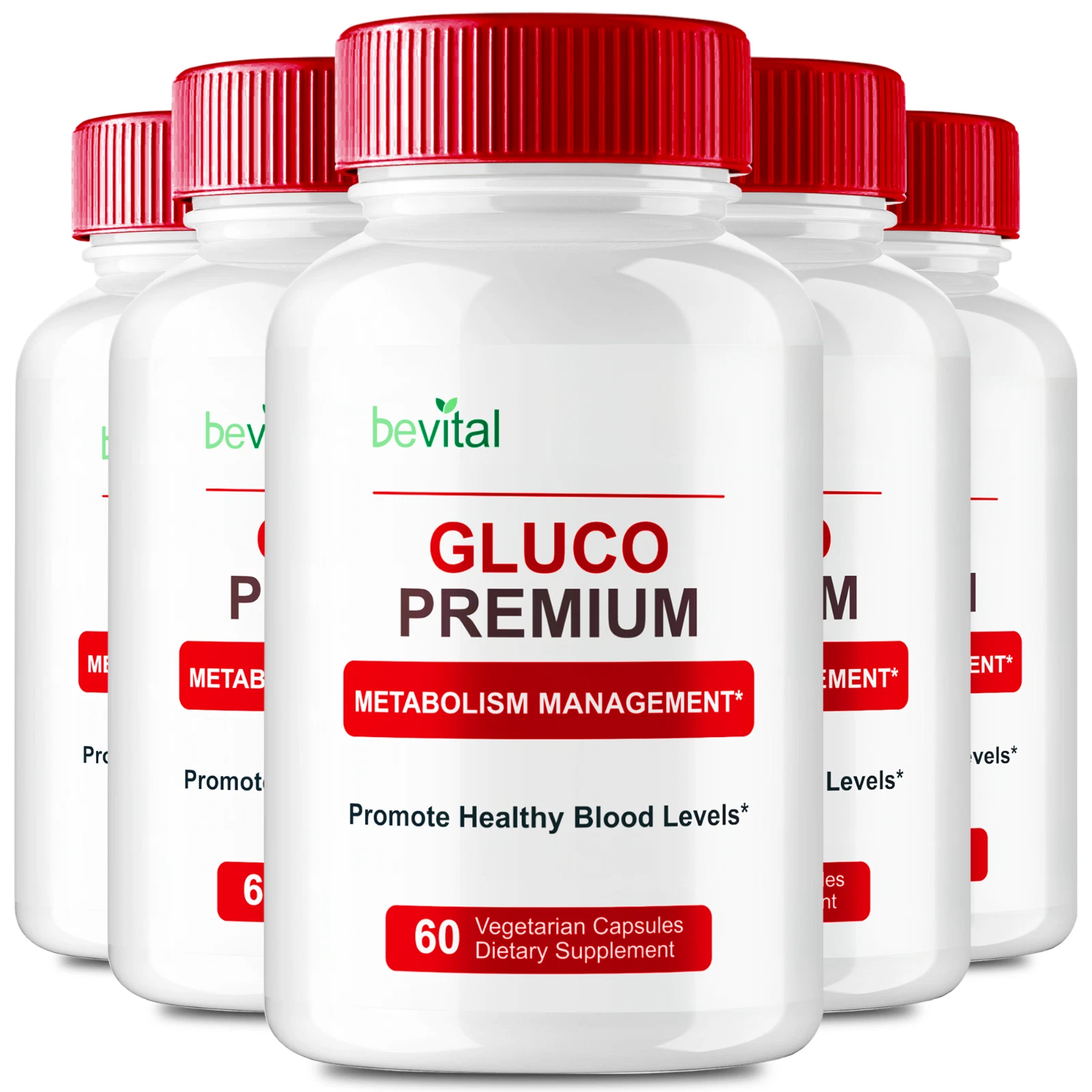 (5 Pack) Gluco Premium Capsules Blood Formula Supplement Support (300 Capsules)