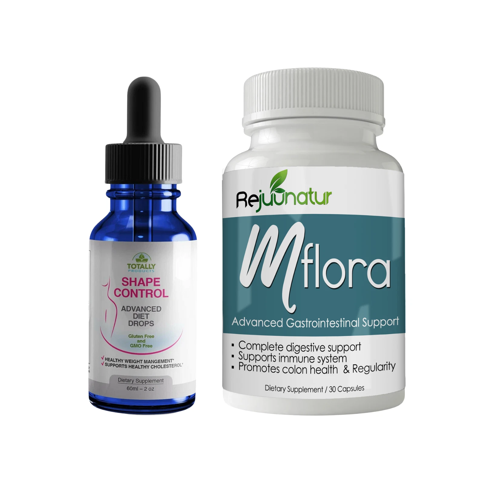 Shape Control Diet Drops Weight Loss & Mflora Probiotic Digestive Supplements