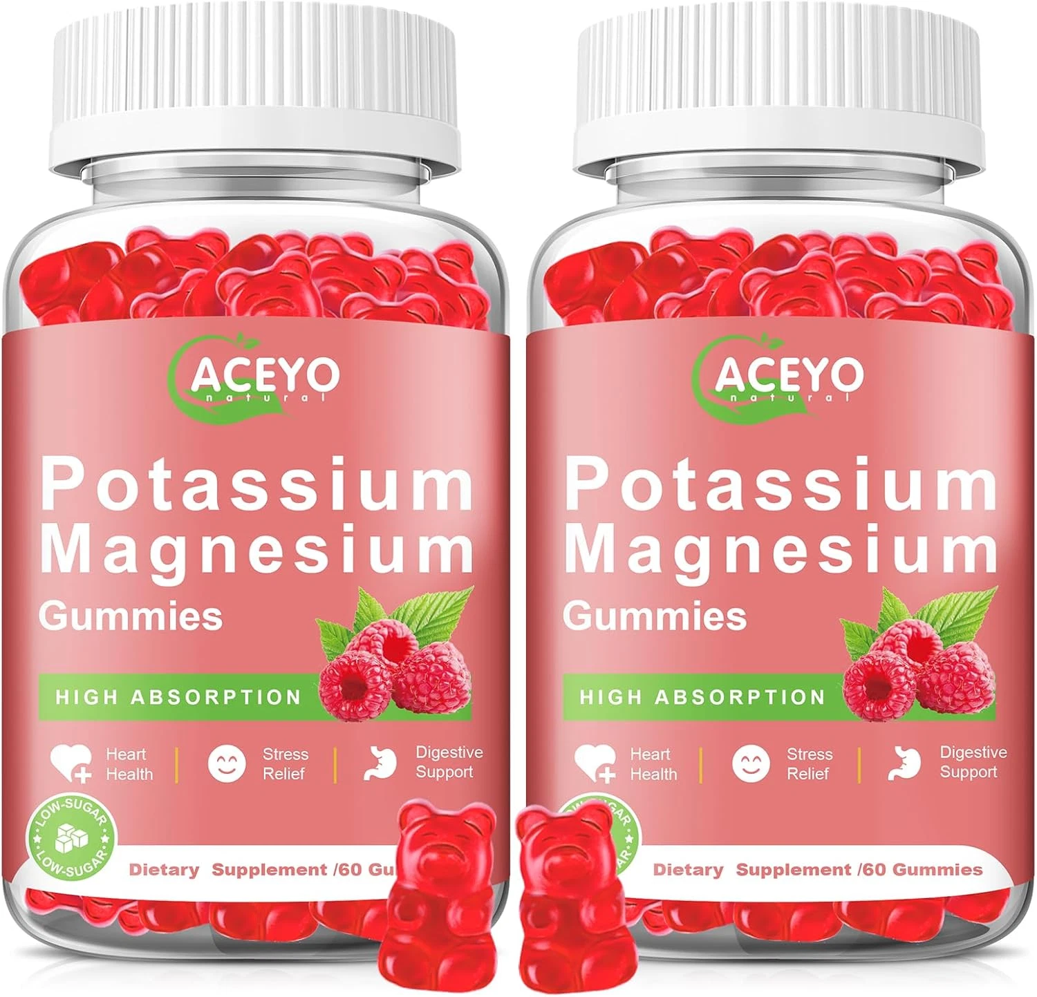 2 Pack Potassium Magnesium Gummies for Adult Kids High Absorption Leg Cramps ...