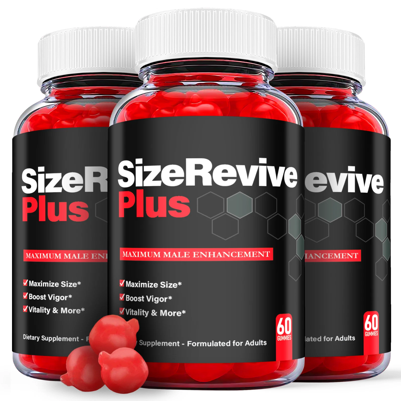 Size Revive Plus Male Enhancing Gummies - Men's Performance Support (3 Pack)