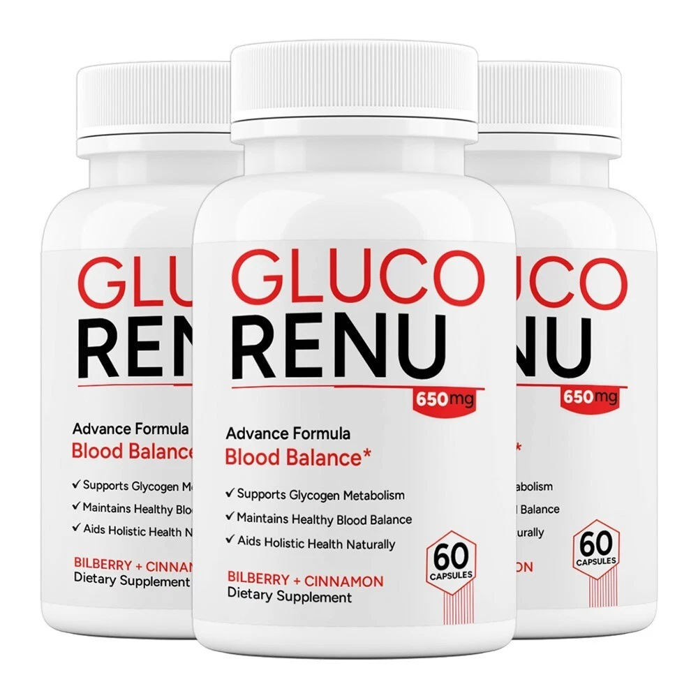 Gluco Renu Blood Sugar Balance Support, Advanced Blood Health Capsules (3 Pack)