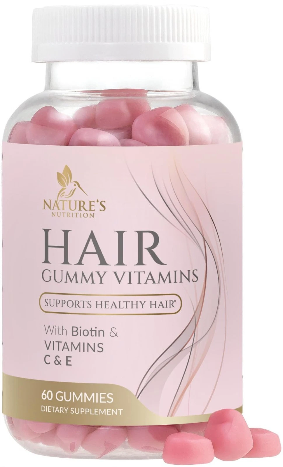 Sugar Free Hair Vitamins Gummies with Biotin 5000 mcg, Vitamin A, B12, C, D, E,