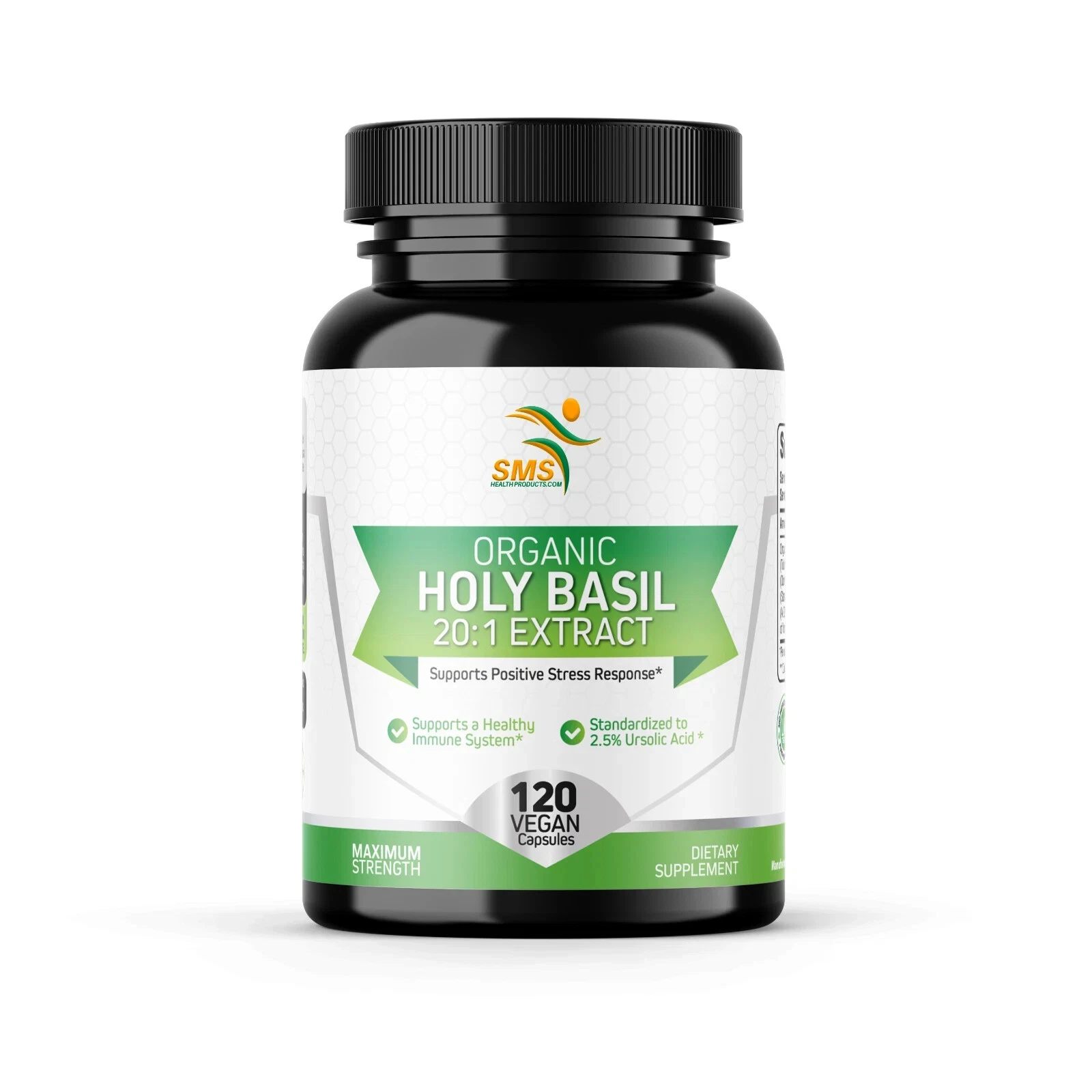 Holy Basil 20:1 Extract 2.5% Ursolic Acid Organic 120 Veg Capsules Made in USA