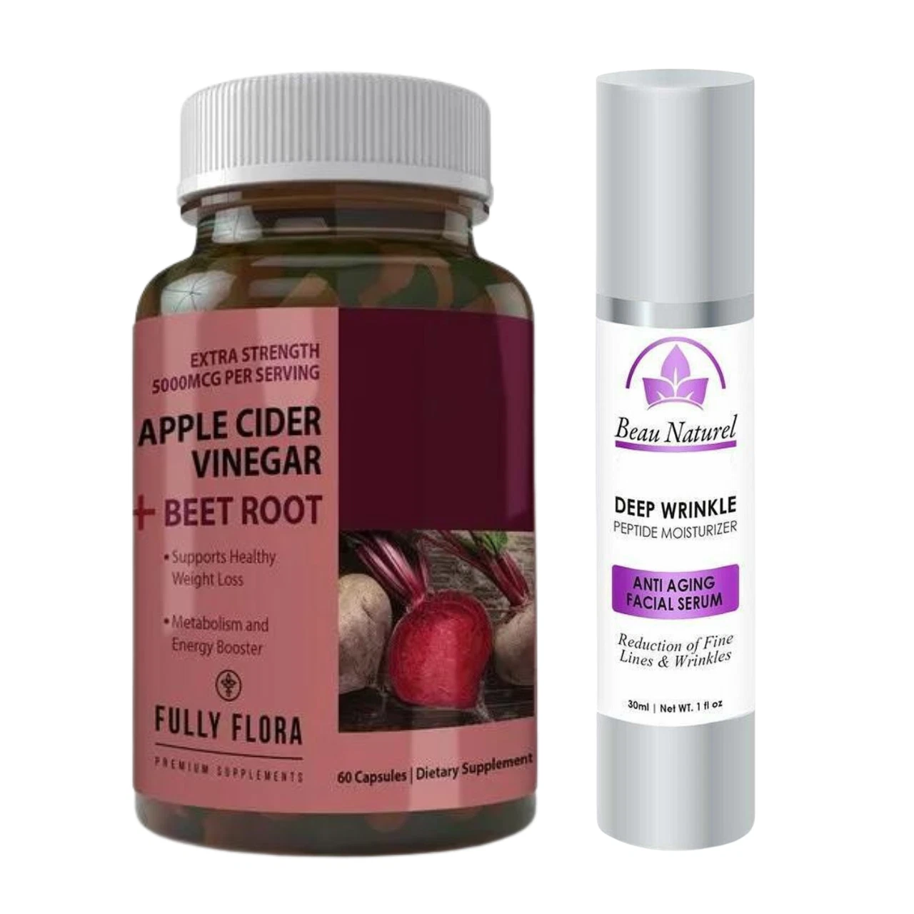 Apple Cider Vinegar Beetroot Weight Loss Pills & Anti-Aging Cream Facial Serum