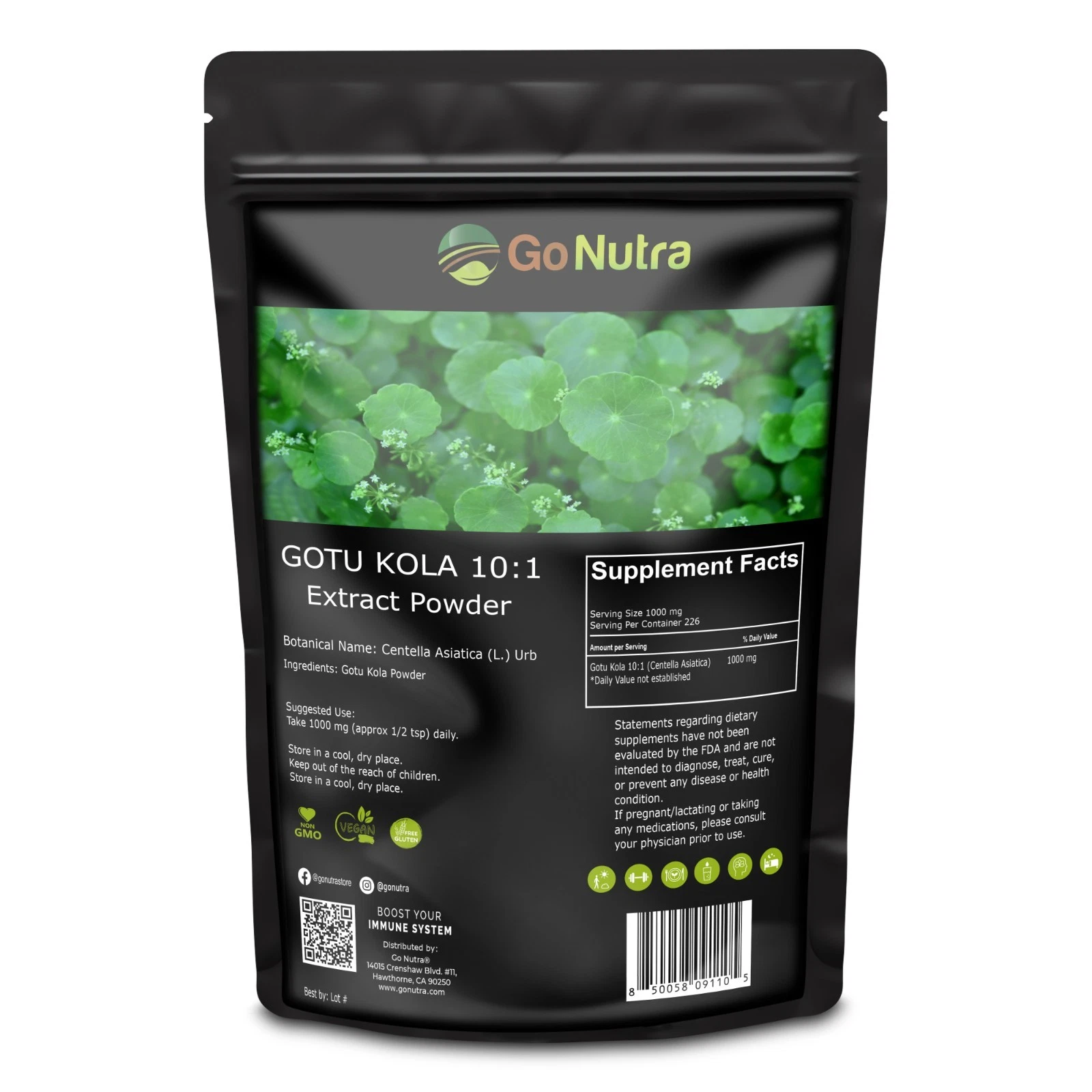 Gotu Kola Extract 10:1 Powder - 8 oz Centella Asiatica | Gotu Kola Powder NonGmo