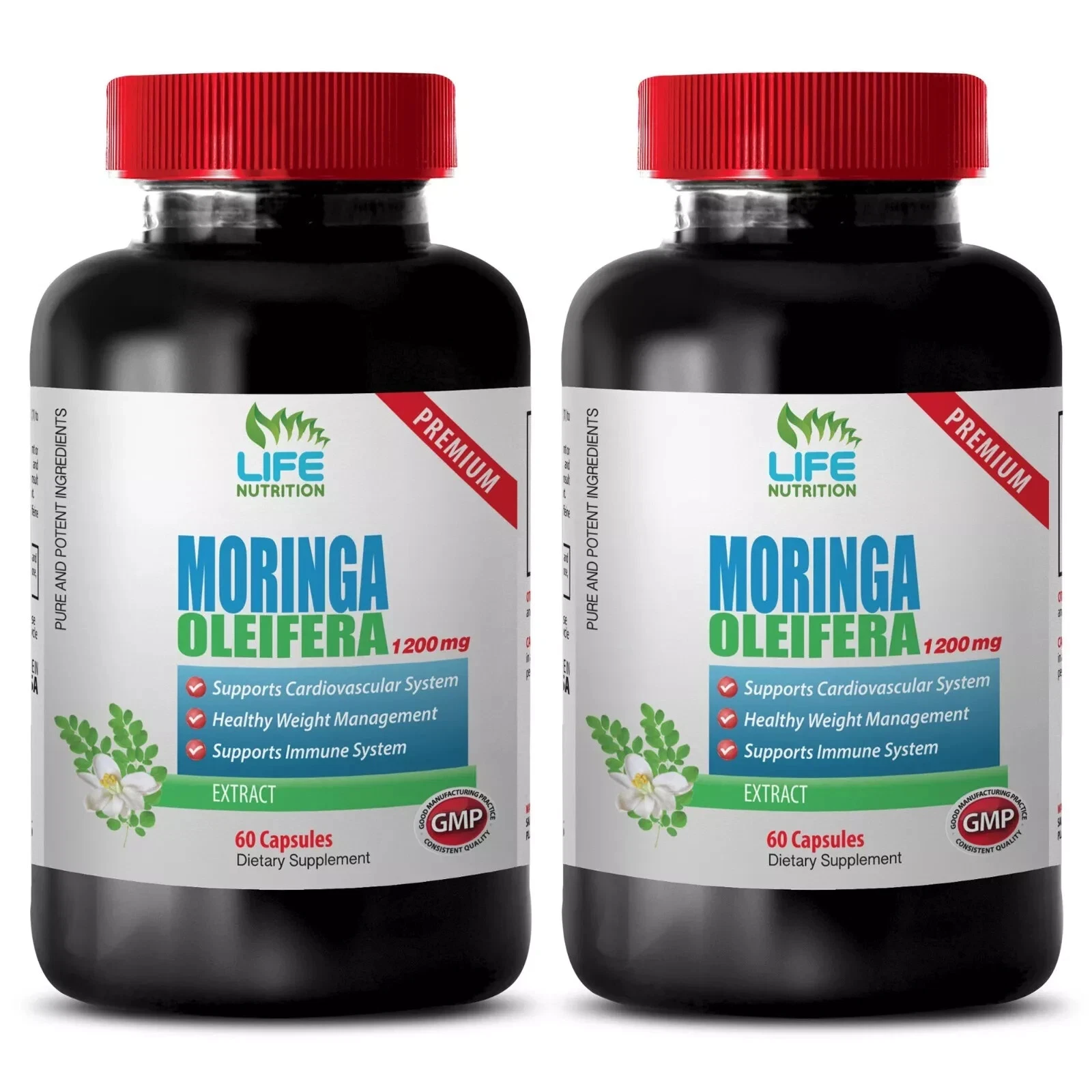 Whole Plant - MORINGA OLEIFERA - Wellness Booster 2 Bottles 120 Capsules