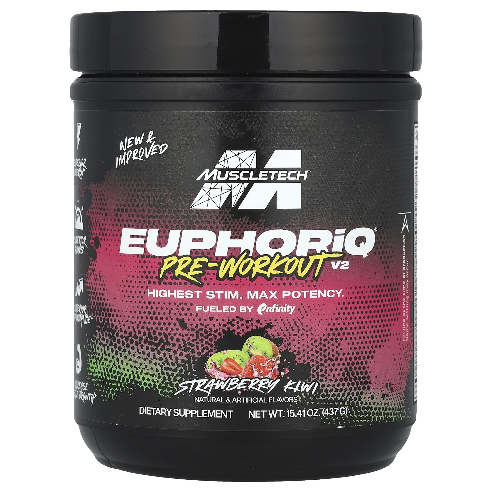 EuphoriQ® Pre-Workout V2, Strawberry Kiwi, 15.41 oz (437 g)