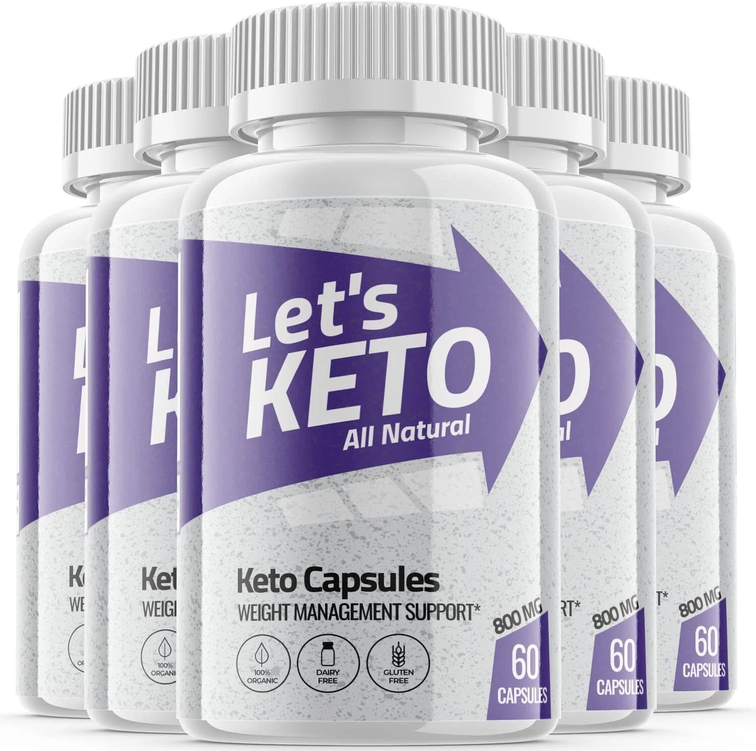 (5 Pack) Let's Keto Capsules - Support Weight Loss, Helps Fat Burn-300 Capsules