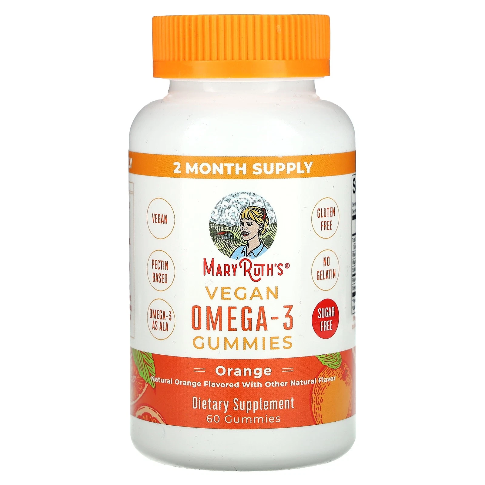 Vegan Omega-3 Gummies, Natural Orange, 60 Gummies
