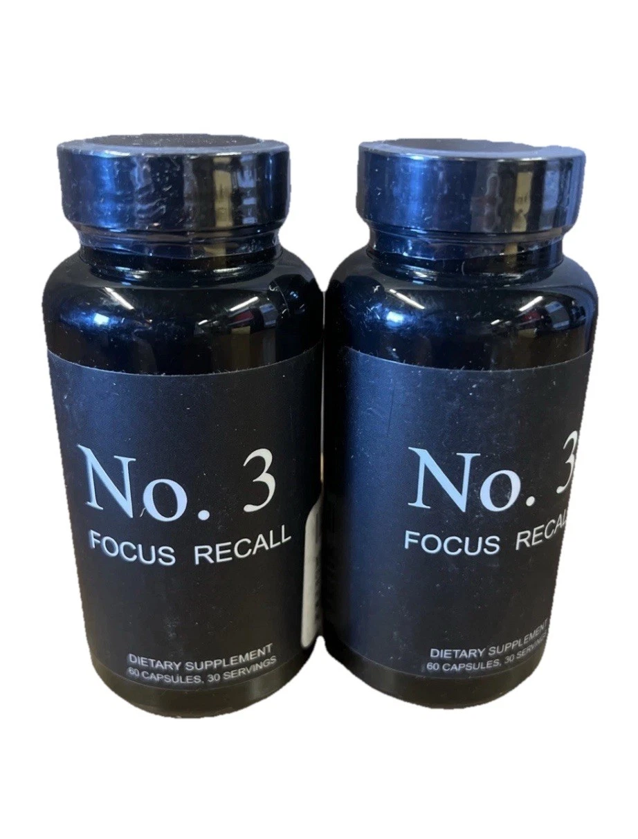 2 pack No. 3 Focus Recall Dietary Supplement 60 Capsules each New Sealed Ex 9/25
