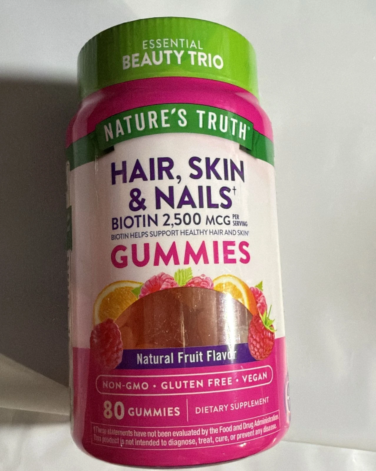 Nature's Truth Hair Skin Nails Natural Fruit Flavored Gummies 80 Count