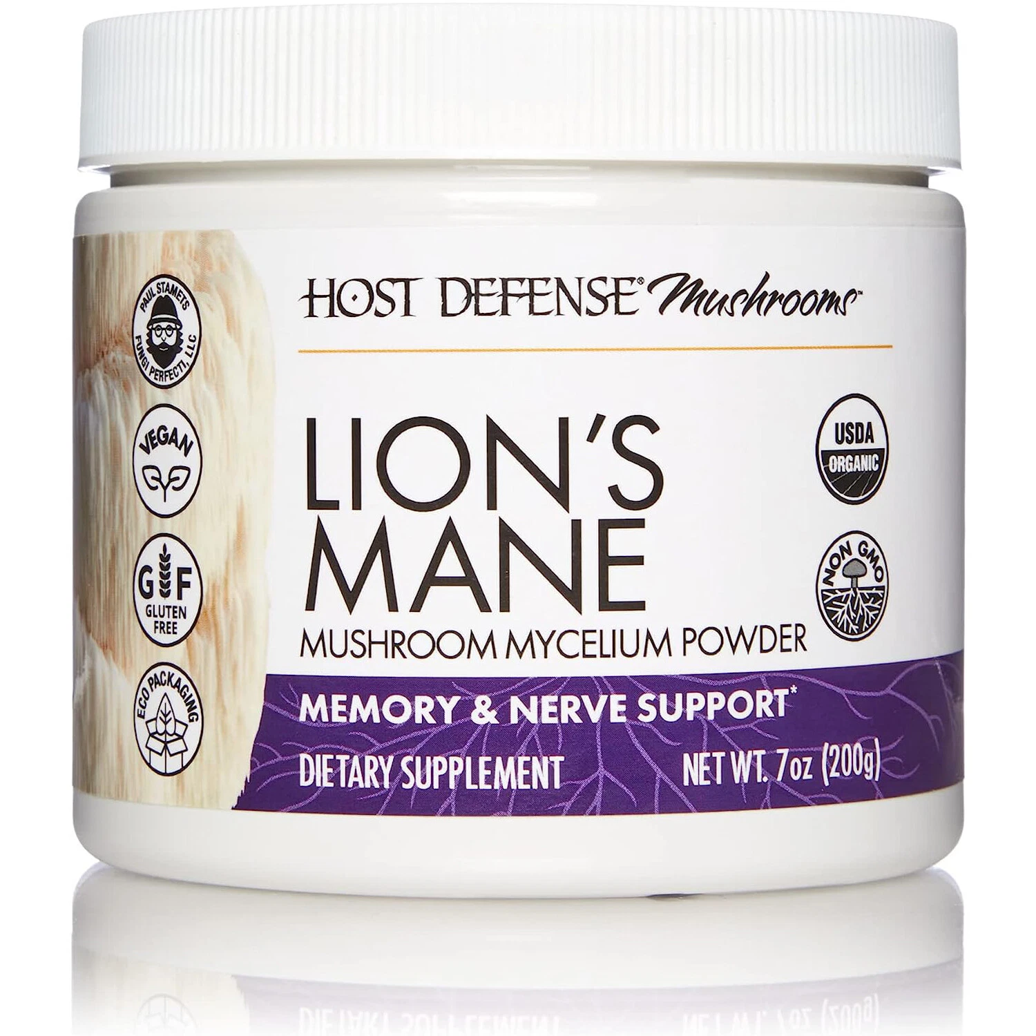 Host Defense,Lion's Mane Powder,Supports Mental Clarity, Focus & Memory,7Oz