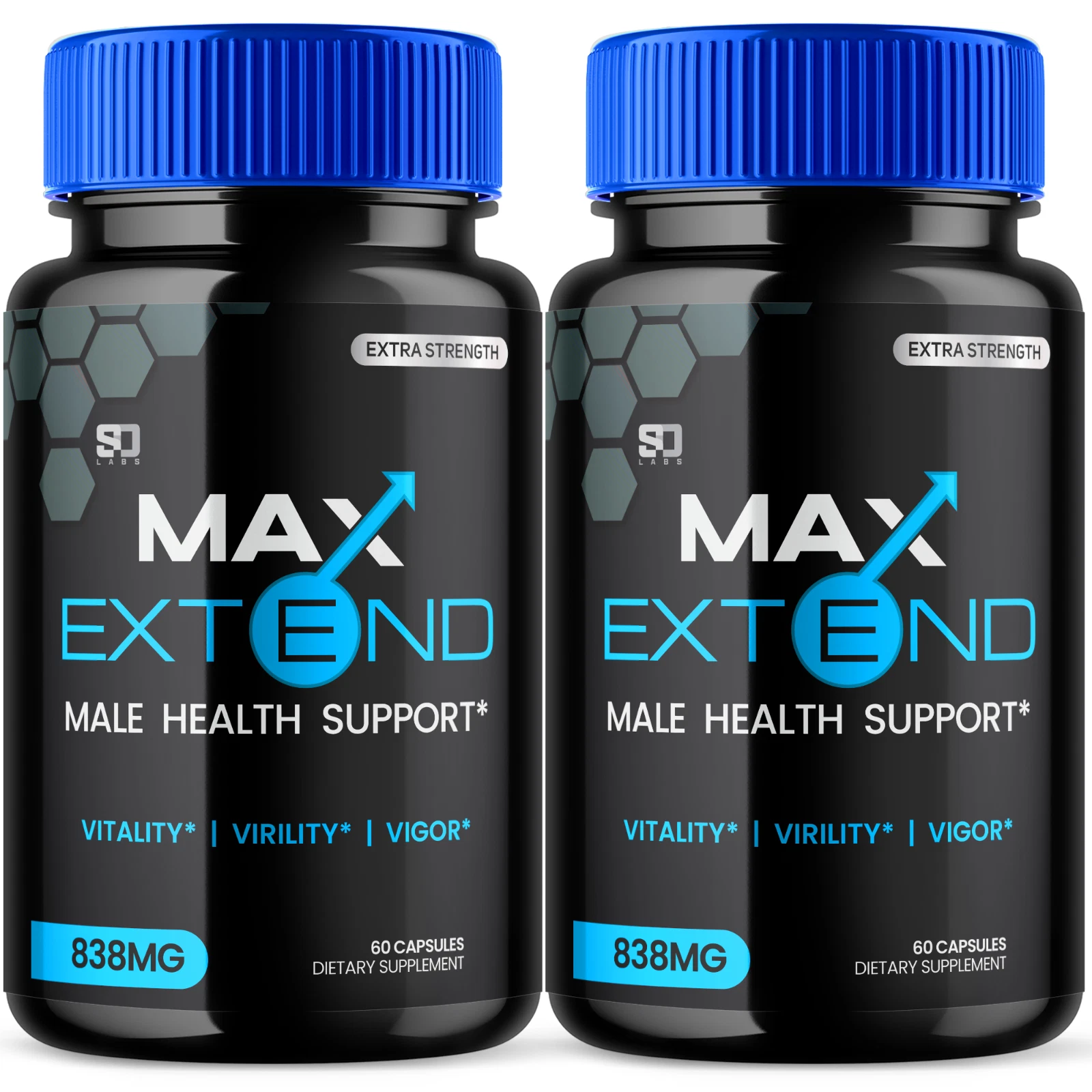 Max Extend Male Health Support Pills to Boost Vitality Virility Vigor 2 Pack