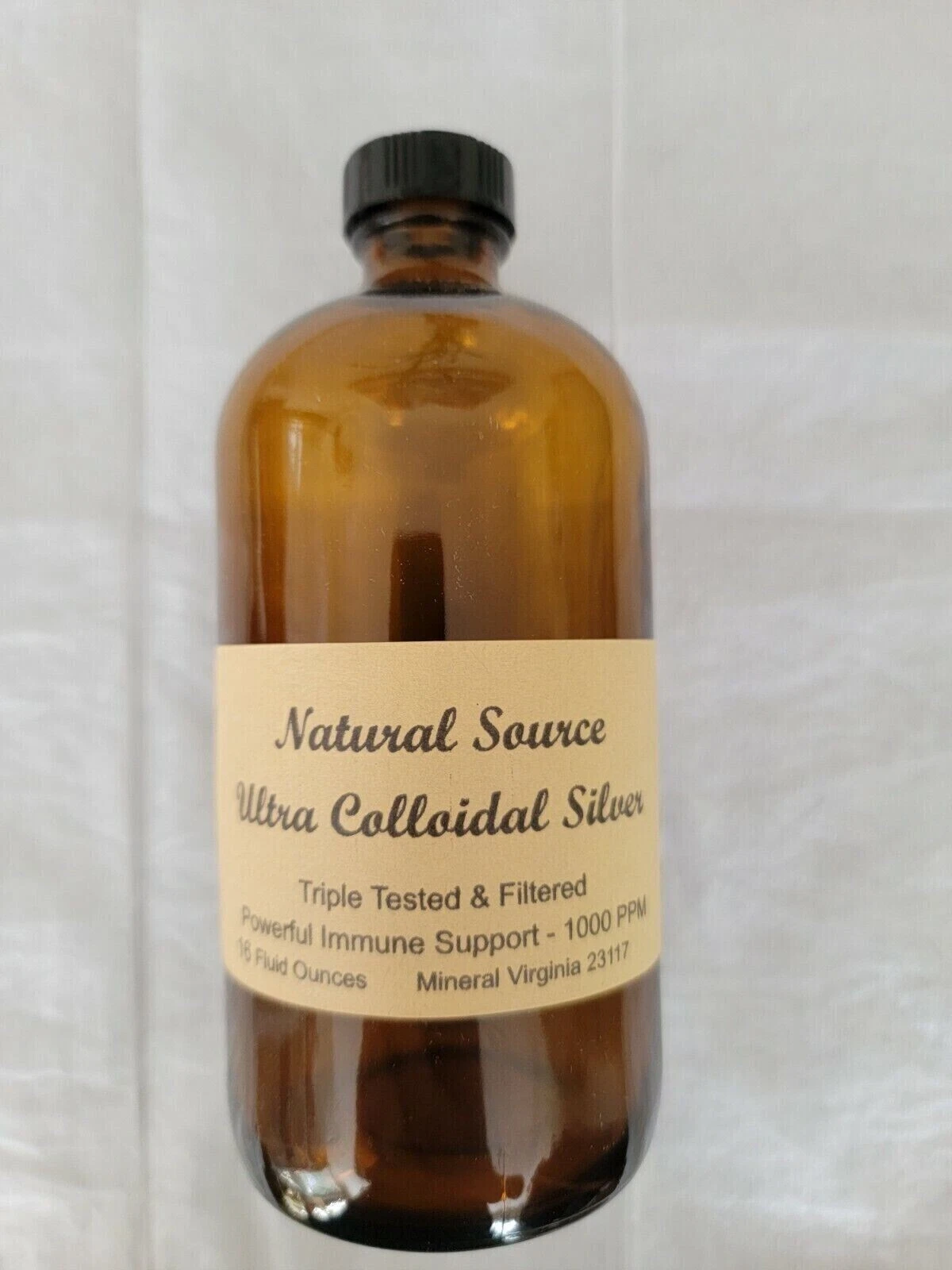 Natural Source Ultra Colloidal Silver 1000 PPM - 16 oz Glass Bottles (free ship)