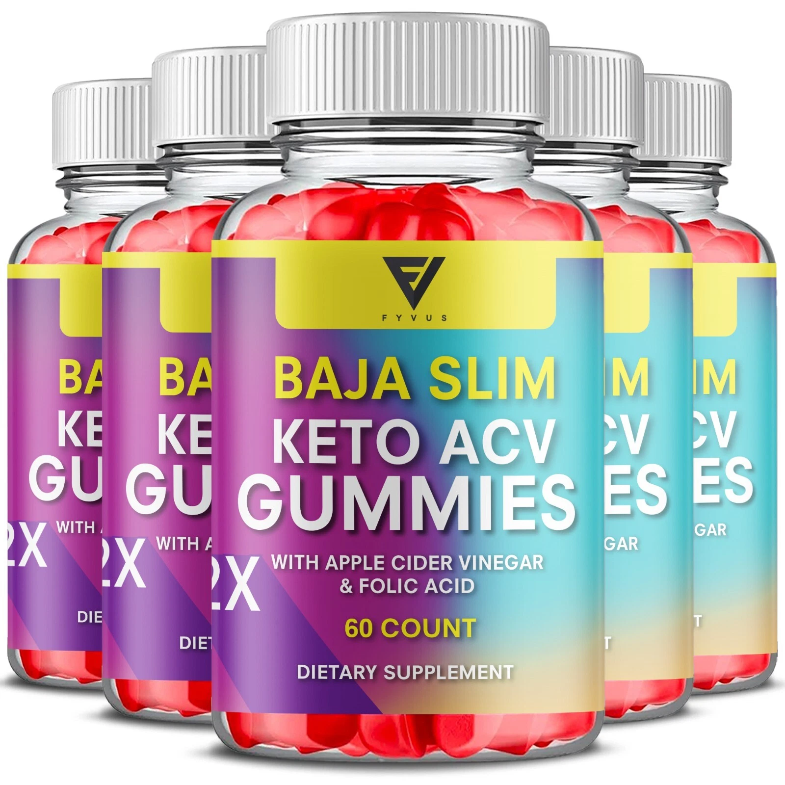 (5 Pack) Baja Slim Keto ACV Gummies BajaSlim Maximum Strength (300 Gummies)
