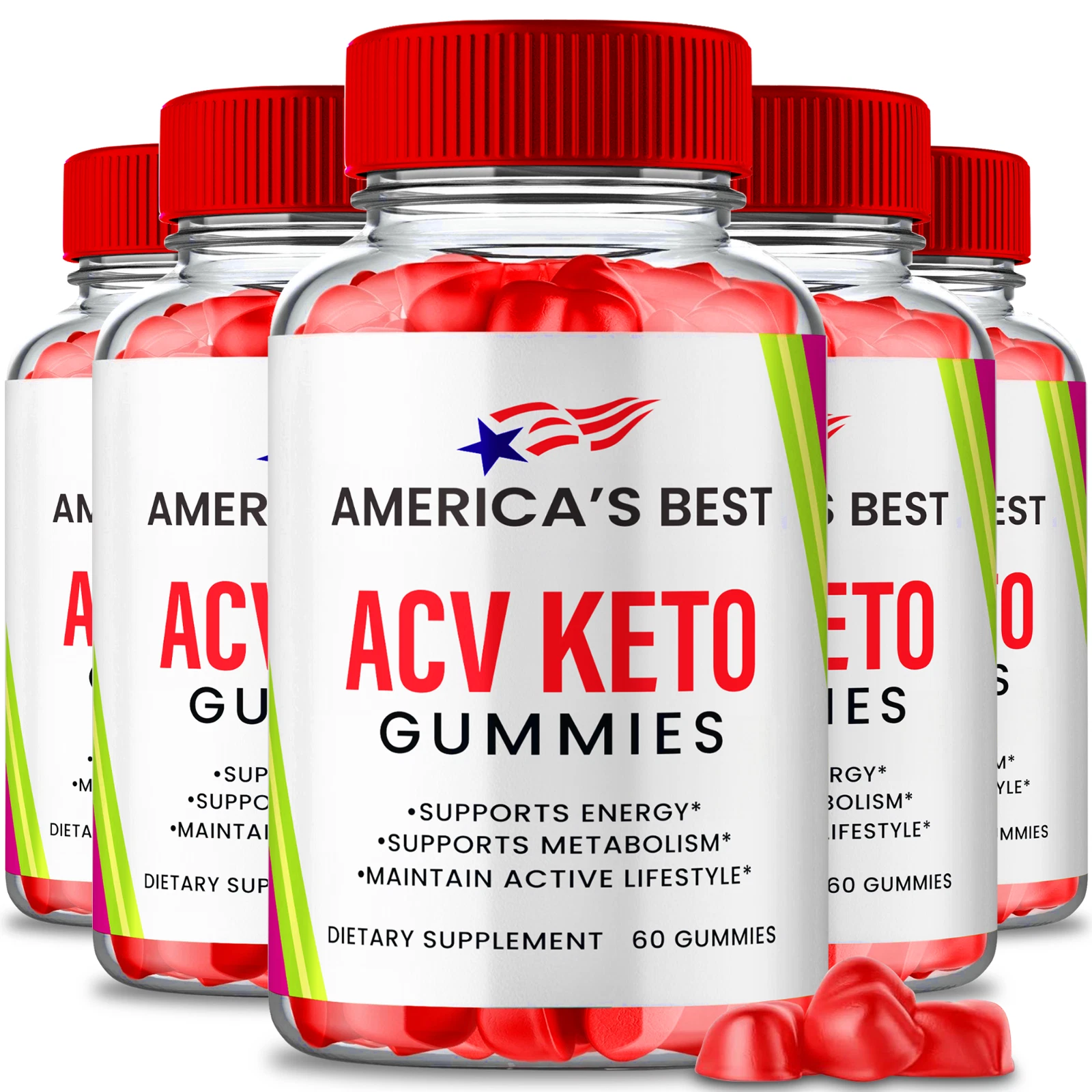 (5 Pack) America's Best ACV Keto Gummies for Advanced Weight Loss & Fat Burning