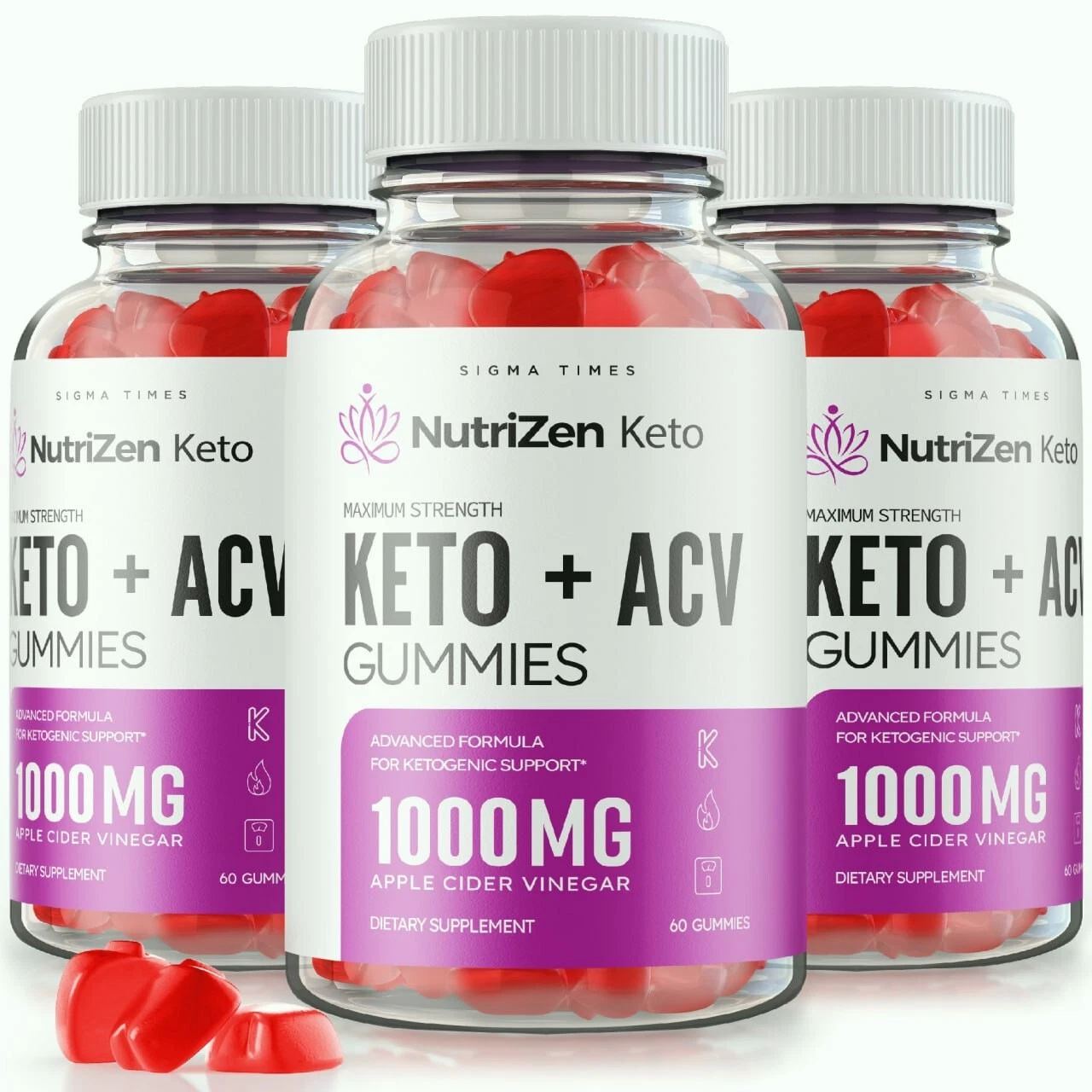 (3 Pack) Nutrizen ACV Keto Gummies to Suppress Cravings and Support Weight Loss