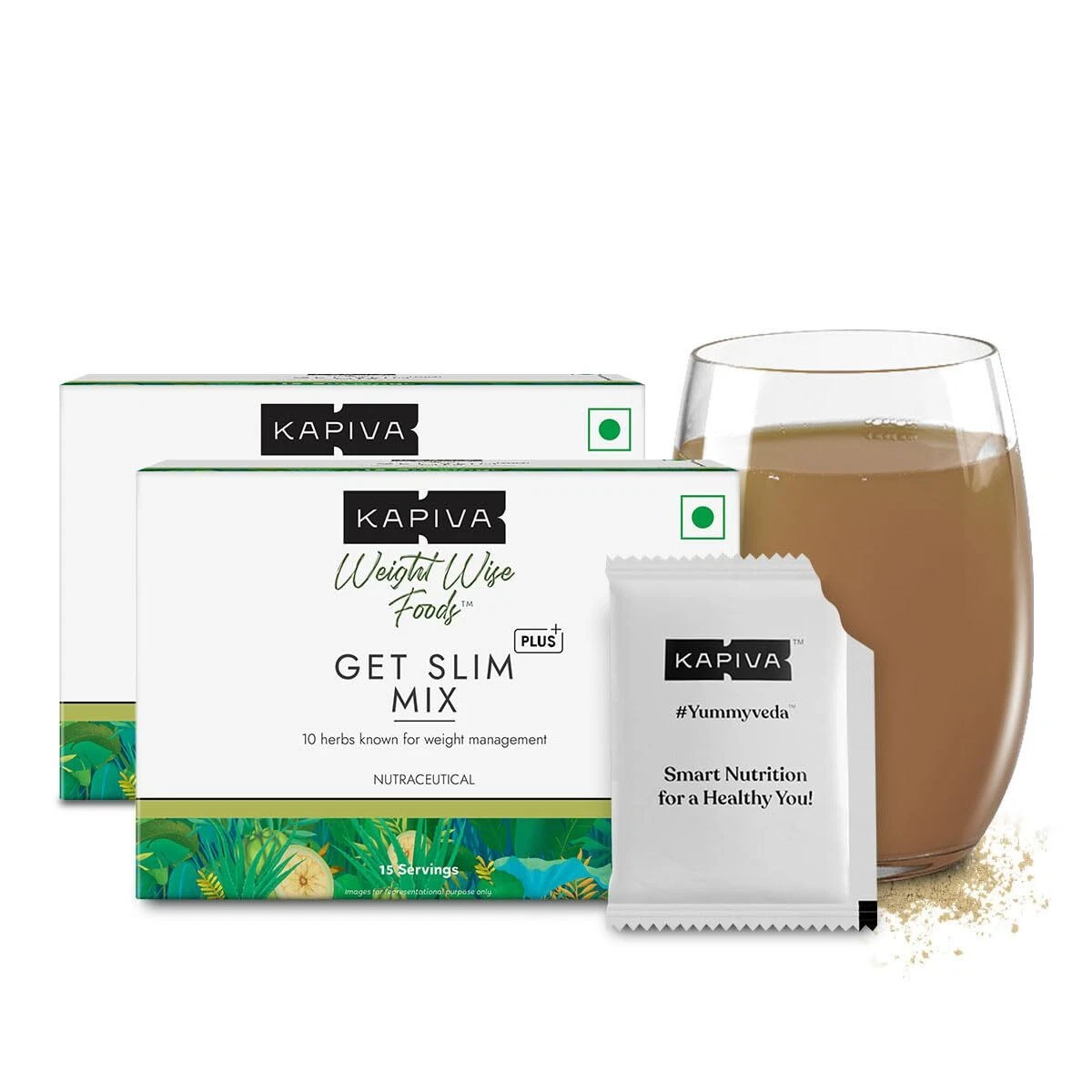 Kapiva Get Slim Mix | Blend of 10 Weight-Care Ingredients | 15 sachets, Pack of2