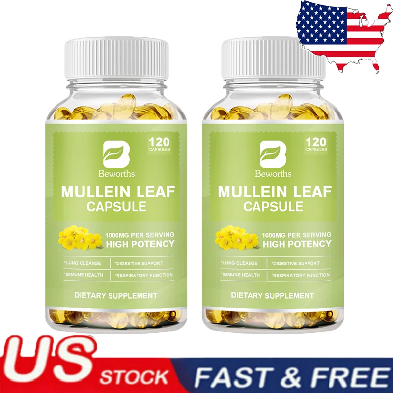 2*120Pcs Mullein Leaf Capsules | 3000mg | 200 Count | Support Lung Cleanse