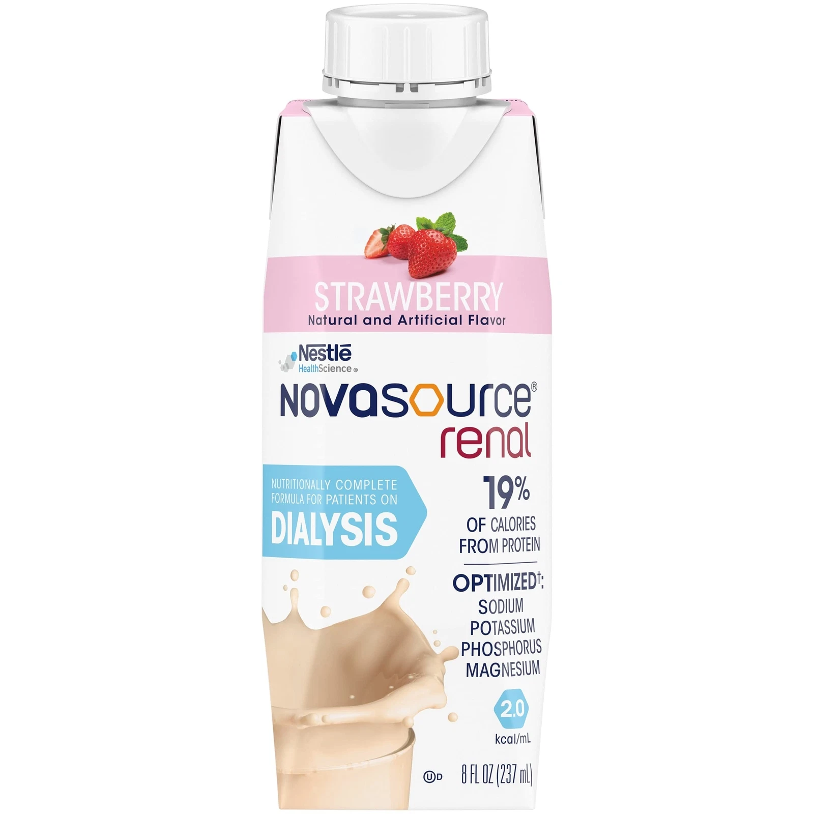 Nestle Novasource Renal Nutritionally Complete Formula Strawberry 8 oz Carton...
