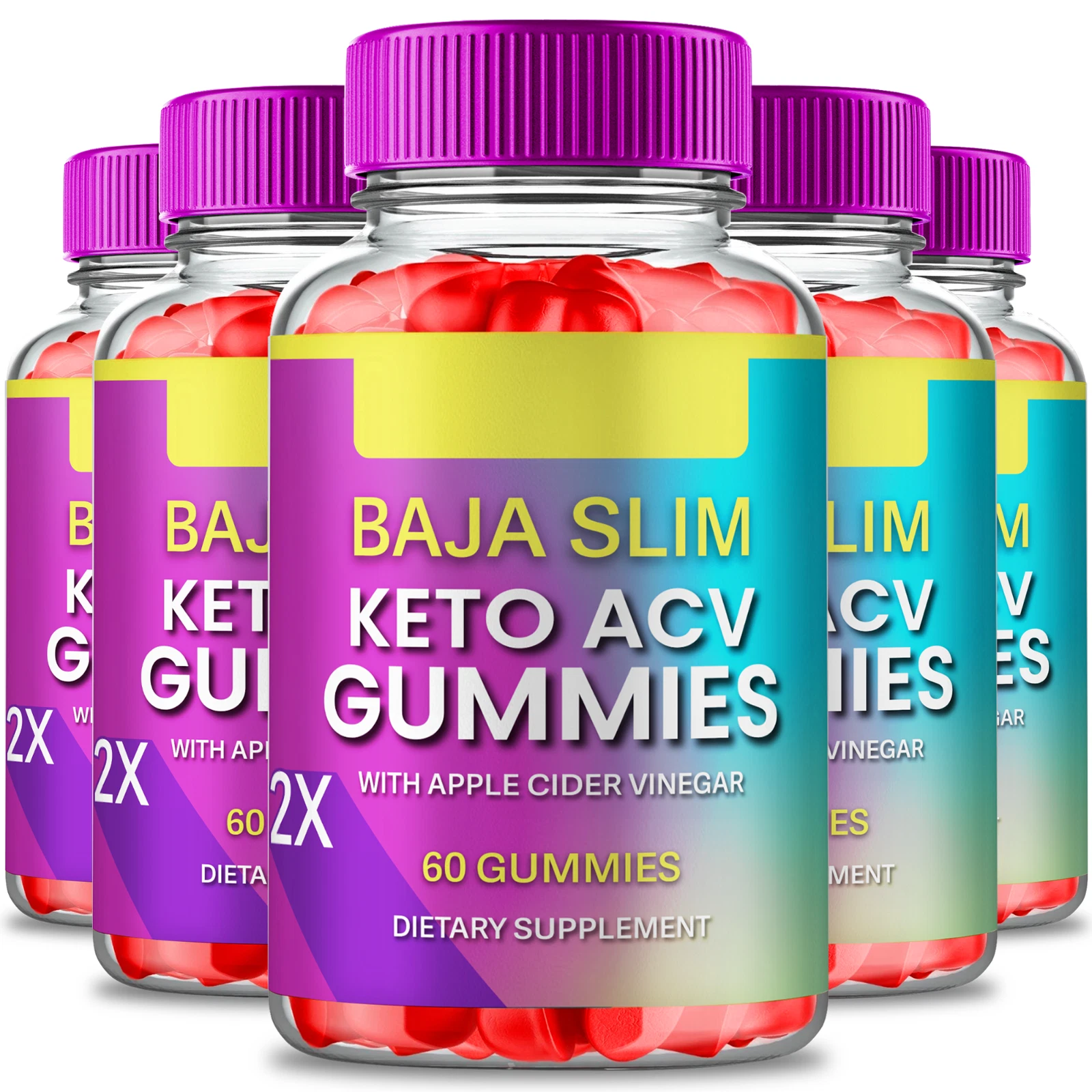 (5 Pack) Baja Slim Keto ACV Gummies BajaSlim Maximum Strength (120 Gummies)