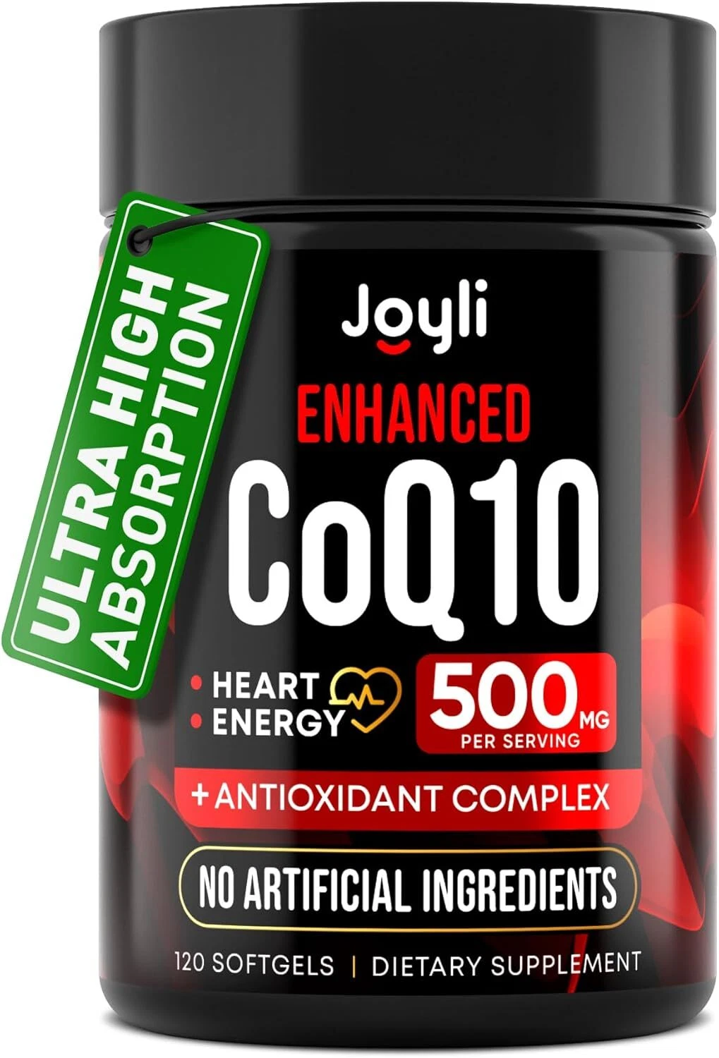 High Absorption CoQ10 500MG - Co Q 10 Supplement 120 Softgels for Heart Health&E