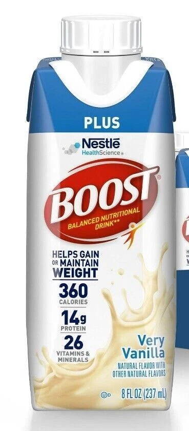 24 Pack BOOST PLUS Protein Nutritional Drink, Very Vanilla, 8 FL OZ