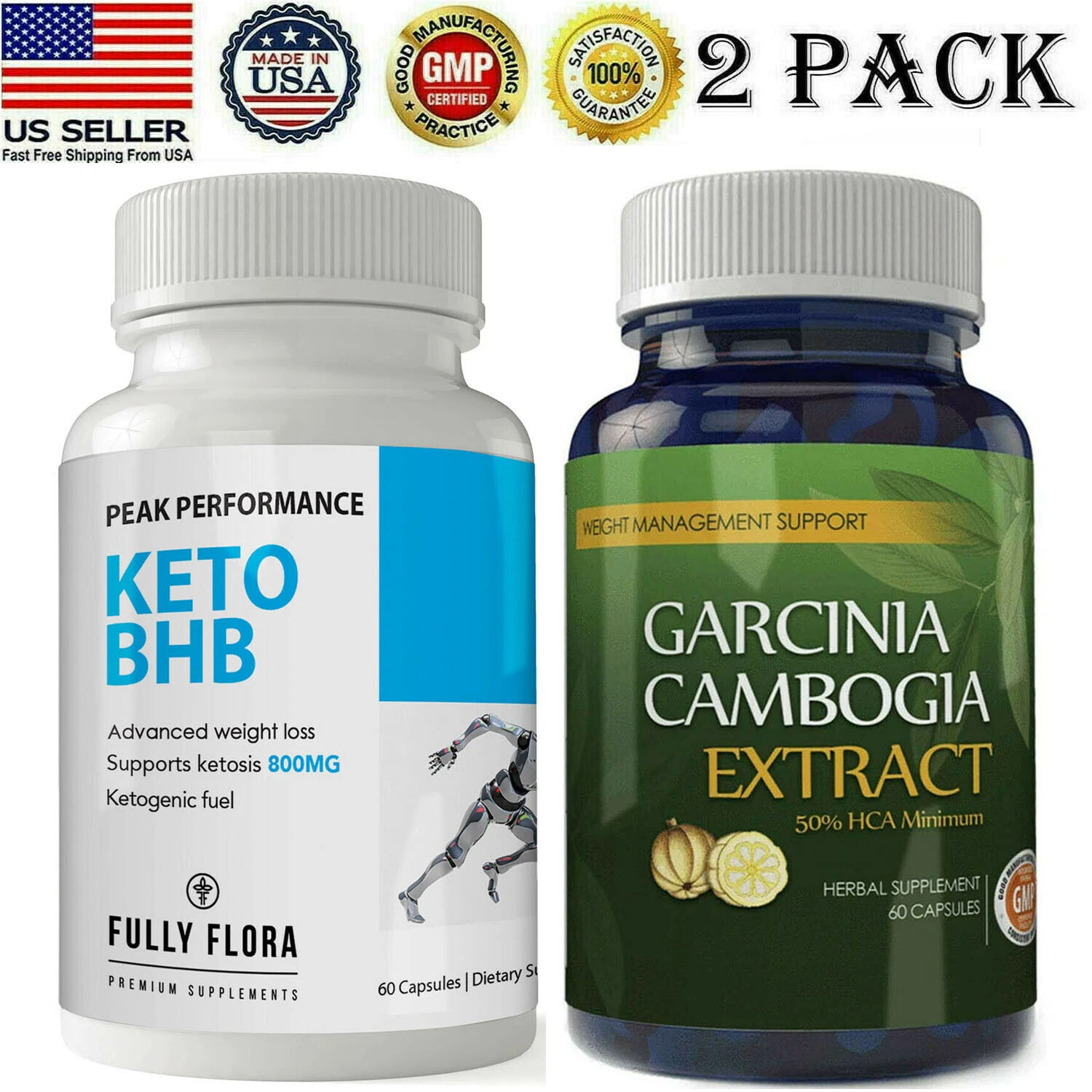 Keto BHB Diet Pills Weight Loss Garcinia Cambogia Extract 50% HCA Fat Burn Caps