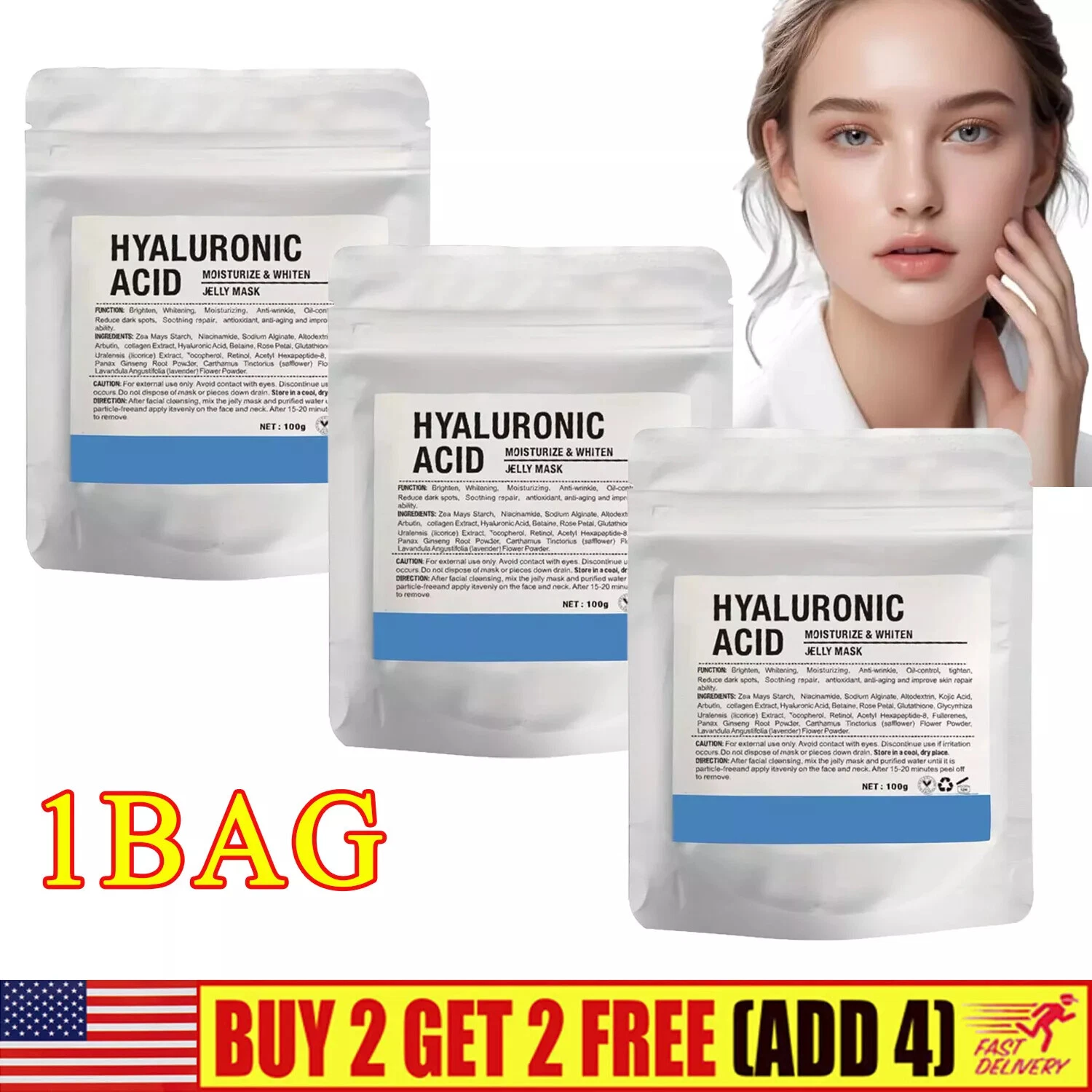 Hyaluronic Acid Powder, Acid Powder for Skincare, Low Molecular Weight~