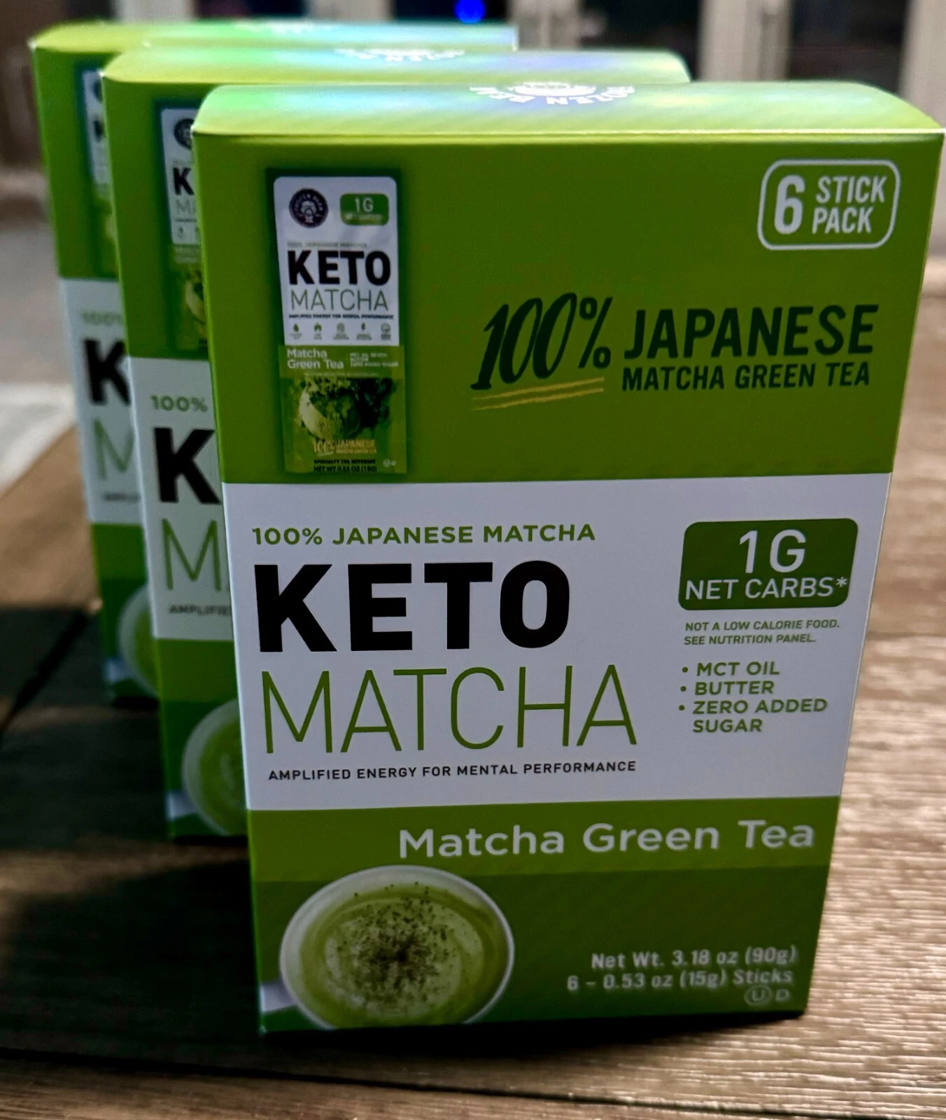 3 box Keto Matcha Frozen Bean Japanese Matcha 6 pks 0.53 oz ea w/ MCT Oil Butter