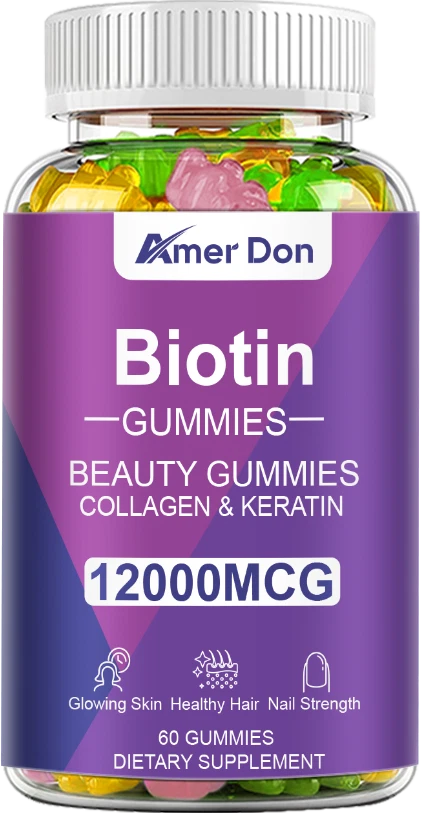 Vitamatic Biotin Gummies 12000 Mcg for Stronger Hair Skin Nails 60 Vegan Gummies