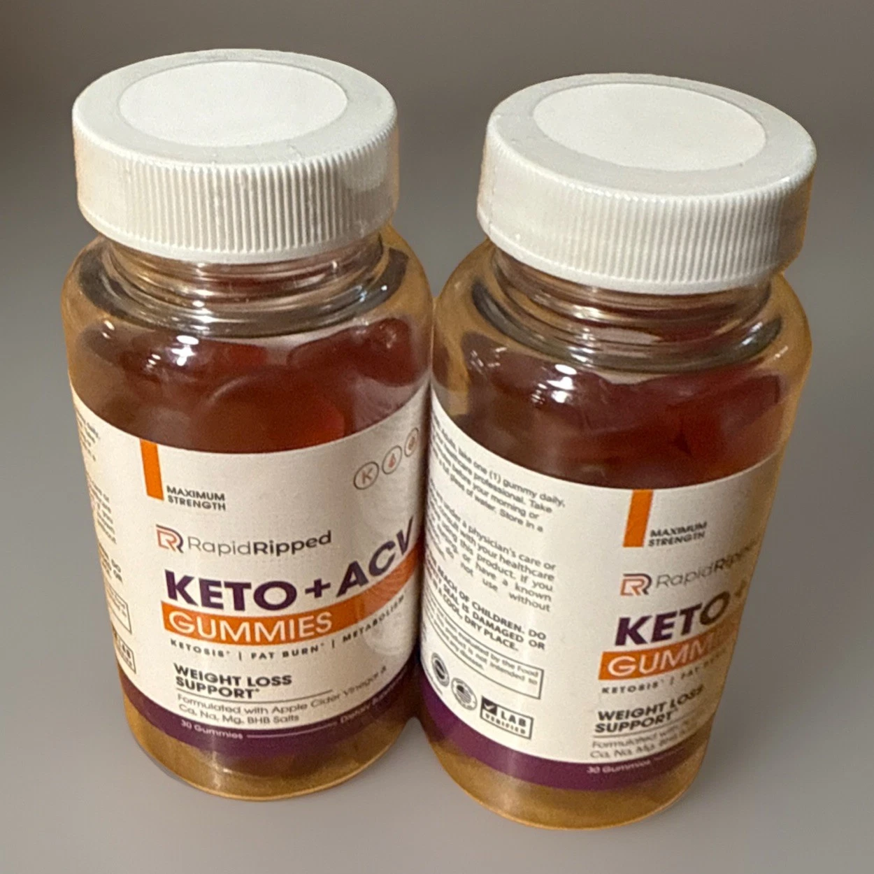 Rapid Ripped KETO+ACV Gummies, RapidRipped For Weight LOSS SUPPORT - 60 Lot of 2